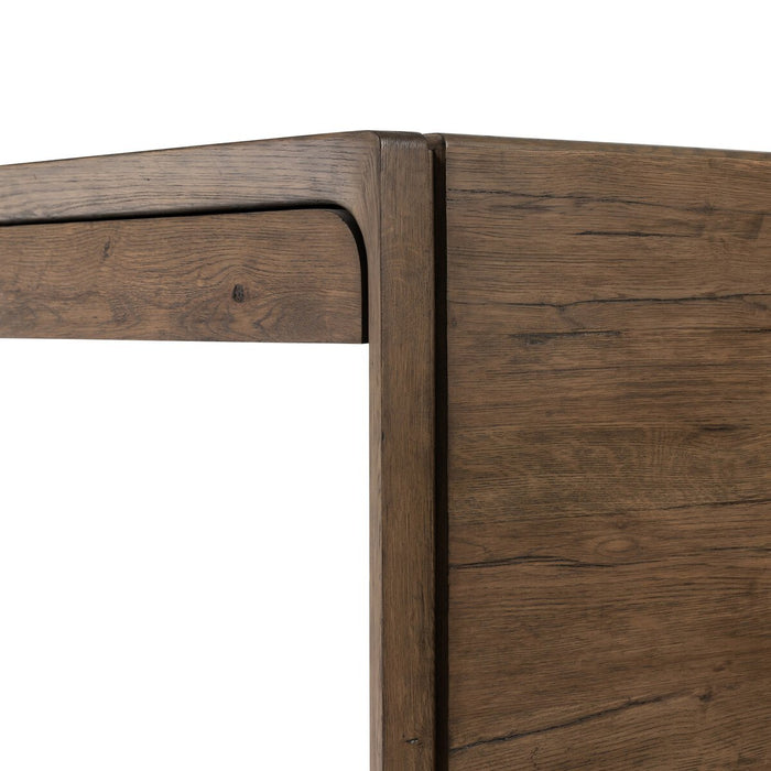 solid reclaimed oak three drawer office desk rustic grey wood furniture shopkoehndesign calgary furniture shop amy koehn calgary designer