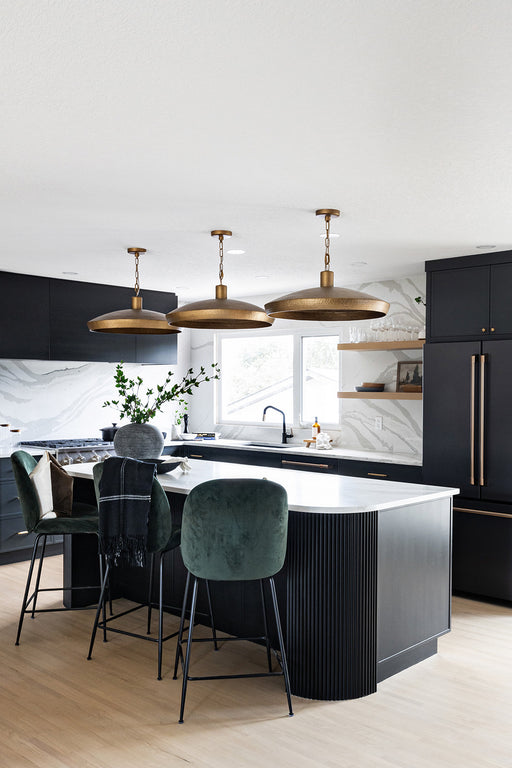 Pendant Lighting  hammered brass  Antique Brass Lighting  interior design  koehndesign  calgary designer  amy kohen  calgary  saucer shaped pendant  Brass Hanging Chain  classic design  shopkoehndesign  calgary furniture shop  calgary furniture  yycliving  yyclifestyle  vintage inspired lighting  Modern Lighting  Lighting  round  round shade  clean lines