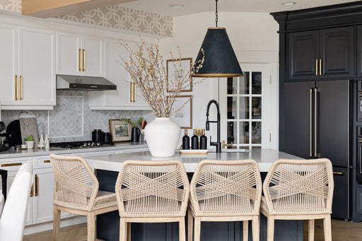 mahogany wood frame with intricate rope weave design and fixed upholstered seat cream linen cushion shopkohendesign interior design calgary online furniture shop amy koehn