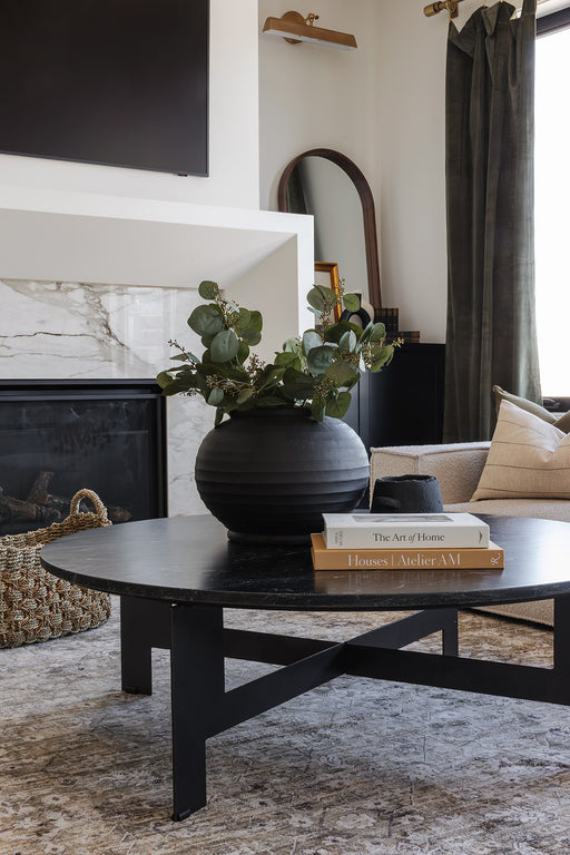 round edge  round  round coffee table  black marble  black veined marble table  marble coffee table  black marble coffee table  iron frame  amy kohen  calgary  calgary designer  calgary furniture  calgary furniture shop  canada  clean lines  coffee table  elegant  interior design  koehndesign  Luxury Furniture  marble tabletop  modern  Modern Design  shopkoehndesign  yyclifestyle  yycliving  sleek coffee table