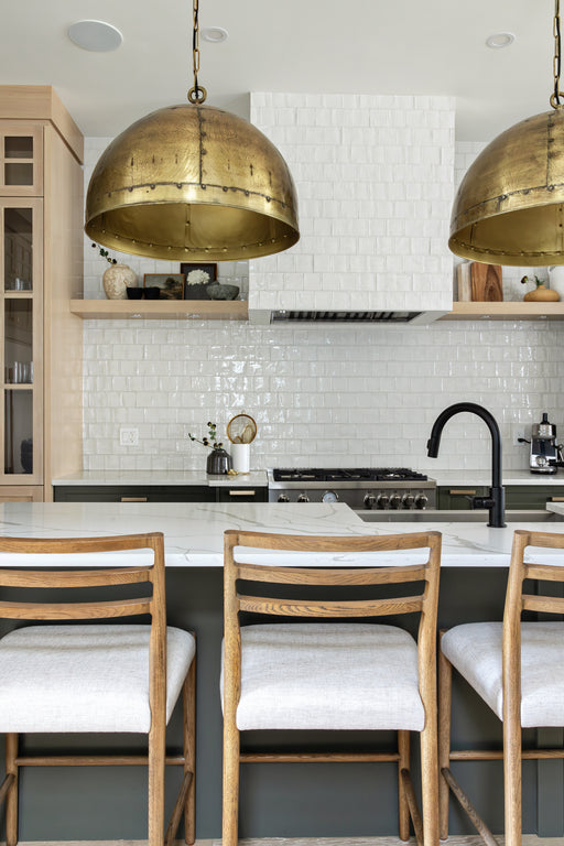 The classic ladderback counter stool smoked oak frames a squared cotton- and linen-blend seat shopkohendesign calgary furniture shop amy koehn calgary designer