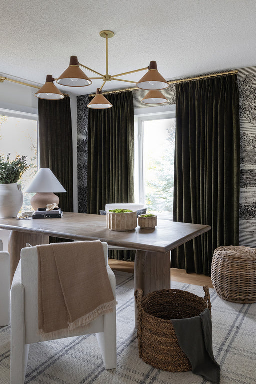 interior design  koehndesign  calgary designer  amy kohen  calgary  mid century design  mid-century  Lighting  Antique Brass Lighting  Modern Lighting  unique lighting  Chandelier  Tapered Shade  camel leather shade  walnut accents  Modern Design  modern  shopkoehndesign  calgary furniture shop  calgary furniture  yycliving  yyclifestyle  online furniture shop  clean lines  round shade  round