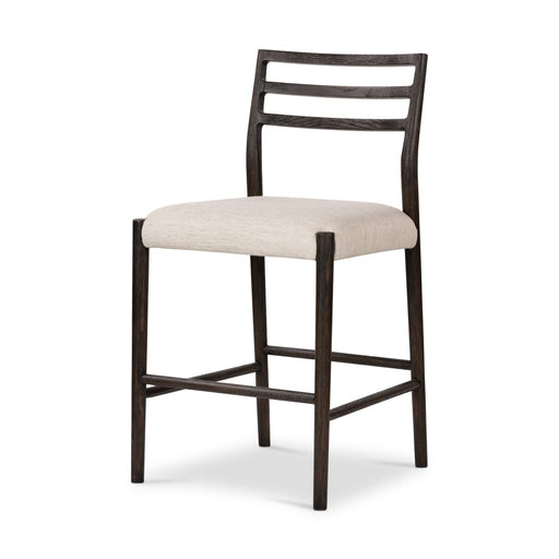 classic ladderback chair Carbon-finished oak frames a squared cotton- and linen-blend seat counter stool shopkohedesign calgary furniture shop amy koehn calgary designer