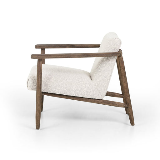 yycliving  yyclifestyle  wood accent  neutral club chair  Modern Design  Luxury Furniture  Lounge Chair  koehndesign  ivory boucle  ivory accent chair  interior design  furniture  cream club chair  calgary designer  angled arms  Accent Chair