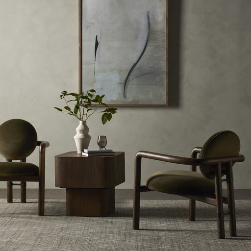 calgary designer  Accent Chair  amy kohen  calgary  furniture  Green Velvet  interior design  koehndesign  Lounge Chair  Luxury Furniture  Modern Design  Masculine Chair  Moss Green  Olive Velvet  round edge  Velvet  wood accent  yyclifestyle  yycliving  surrey olive