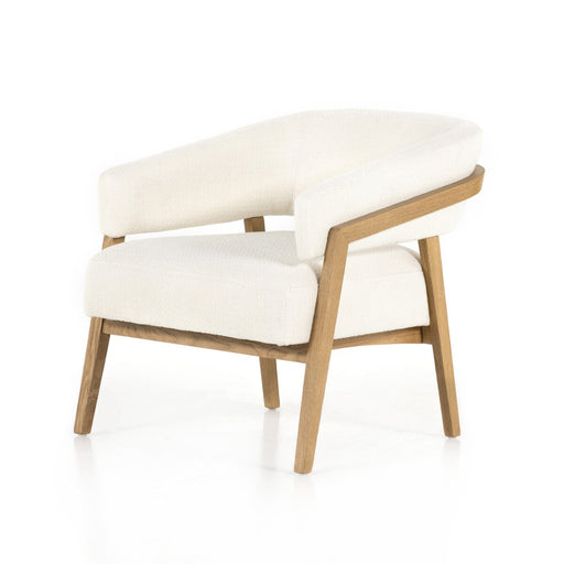 cream club chair  calgary designer  angled arms  amy kohen  Accent Chair  furniture  interior design  ivory accent chair  koehndesign  Lounge Chair  Luxury Furniture  MCM Chair  neutral club chair  performance fabric  round edge  wood accent  yyclifestyle  yycliving