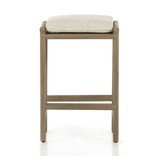 indoor outdoor teal frame armless counter stool removable cushions shopkohendesign calgary furniture shop amy koehn calgary designer