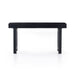 black washed mango desk with cane inlay legs and blackwashed hardware with two drawers monochromatic desk shopkoehndesign calgsary furniture shop amy koehn calgary designer 