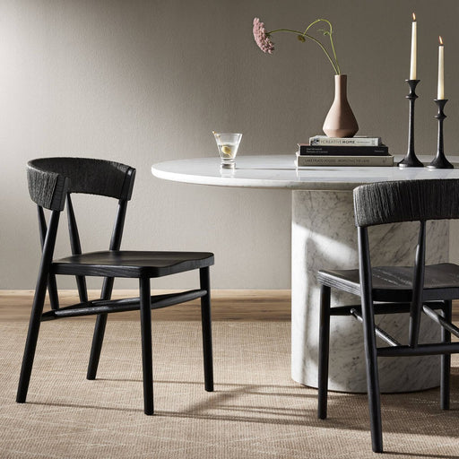 Dining Chair  modern dining  dining  wood frame  wood grain  solid wood  solid oak  black oak  black rush  mixed material  interior design  koehndesign  calgary designer  amy kohen  calgary  shopkoehndesign  calgary furniture shop  calgary furniture  yycliving  yyclifestyle  Modern Design  clean lines  modern  furniture  canada  minimalist  online furniture shop  Luxury Furniture  casual comfort  black dining chair  oak dining chair
