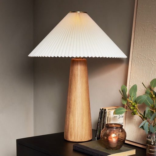light oak  oak table lamp  Tapered Shade  pleated shade  Modern Lighting  Modern Design  modern  antique brass  brass  brass accents  interior design  koehndesign  calgary designer  amy kohen  calgary  yyclifestyle  yycliving  calgary furniture  calgary furniture shop  shopkoehndesign  round edge  round base  mid century design  mid-century