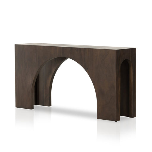console table  interior design  koehndesign  calgary designer  amy kohen  calgary  yyclifestyle  yycliving  calgary furniture  calgary furniture shop  shopkoehndesign  accent table  angled corners  angular frame  canada  clean lines  drink table  elegant  furniture  Luxury Furniture  mid century design  mid-century  minimalist  minimalist design  modern accent table  modern  online furniture shop  round edge  wood base  wood frame  wood grain  smoked guanacaste  dark wood table  arched detail  Modern Design