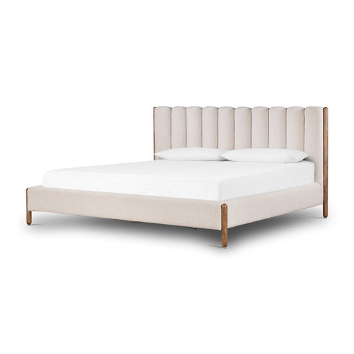 king bed  performance fabric  knoll sand  boucle upholstery  boucle  channel upholstery  mid century design  mid-century  vintage inspired  round edge  wood base  wood frame  wood accent  parawood  calgary  amy kohen  calgary designer  koehndesign  interior design  shopkoehndesign  calgary furniture shop  calgary furniture  yycliving  yyclifestyle  Modern Design  clean lines  furniture  modern  canada  elegant  minimalist  casual comfort  Luxury Furniture  online furniture shop