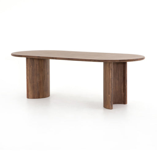 acacia dining table  acacia  solid wood  dining table  interior design  calgary designer  koehndesign  yyclifestyle  yycliving  art deco  calgary  calgary furniture shop  calgary furniture  canada  casual comfort  clean lines  dark wood table  furniture  mid century design  retro  round  round edge  shopkoehndesign