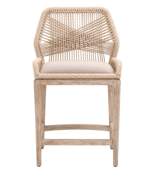 mahogany wood frame with intricate rope weave design and fixed upholstered seat cream linen cushion shopkohendesign interior design calgary online furniture shop amy koehn