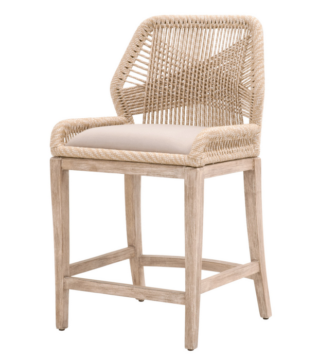 mahogany wood frame with intricate rope weave design and fixed upholstered seat cream linen cushion shopkohendesign interior design calgary online furniture shop amy koehn  