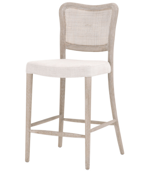 natural oak with cane inlay back and cream linen blend seat counter stool shopkoehndesign interior design calgary online furniture shop amy koehn