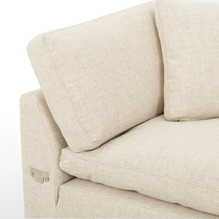 deep cozy cream feather filled square block arms sectional performance fabric amy koehn koehn design calgary designer calgary furniture shop   