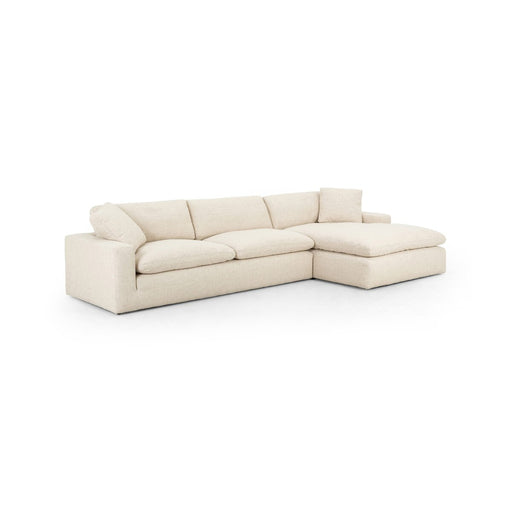 deep cozy cream feather filled square block arms sectional performance fabric amy koehn koehn design calgary designer calgary furniture shop