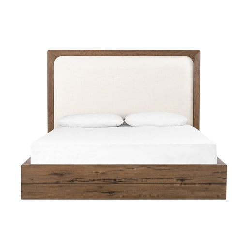 king bed  solid oak  rustic grey oak  ivory  performance fabric  upholstered headboard  calgary  amy kohen  calgary designer  koehndesign  interior design  Modern Design  modern  modern bed  yyclifestyle  yycliving  calgary furniture  calgary furniture shop  shopkoehndesign  canada  furniture  clean lines  online furniture shop  Luxury Furniture  casual comfort  minimalist  wood frame  angled corners  comfort