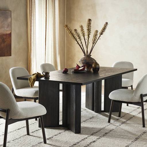 oak dining table  oak table  black oak  solid oak  yycliving  yyclifestyle  koehndesign  calgary designer  interior design  amy kohen  calgary  calgary furniture  calgary furniture shop  canada  clean lines  dark wood table  dining table  elegant  Luxury Furniture  minimalist  modern  online furniture shop  shopkoehndesign  square edges  wood grain