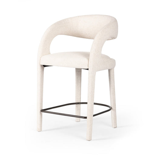 curved cream fabric upholstered counter stool amy koehn koehndesign shopkoehndesign calgary furniture shop 