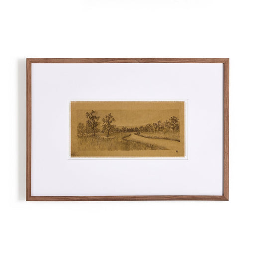Trees and Water artwork  tree artwork  unique artwork  Landscape artwork  ethereal artwork  art  Aileen Fitzgerald  raw canvas  interior design  koehndesign  calgary designer  amy kohen  calgary  rustic walnut frame  acrylic glazing  shopkoehndesign  calgary furniture shop  calgary furniture  yycliving  yyclifestyle  vintage inspired  Atmospheric Landscape  peaceful landscape  horizontal artwork