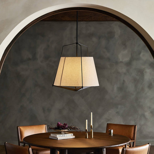 black iron  black iron lighting  soft beige  beige tapered shade  hammered metal  Pendant Lighting  classic design  interior design  koehndesign  calgary designer  amy kohen  calgary  shopkoehndesign  calgary furniture shop  calgary furniture  yycliving  yyclifestyle  unique lighting  unique shape  architectural lighting  casual pendant