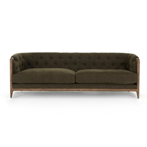 parisian olive green tufted sofa amy kohen calgary designer
