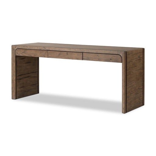 solid reclaimed oak three drawer office desk rustic grey wood furniture shopkoehndesign calgary furniture shop amy koehn calgary designer